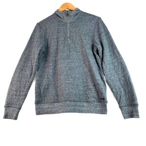 Faherty Mens Stone Gey Speckle 1/4 Zip Pullover Thermal Lined Shirt Sz S Small